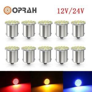 10pcs 12V24V LED 전구 1156 BA15S R5W R10W BAY15D 3014 22 SMD 트럭 방향 지시등 주간 러닝 램프 6000K