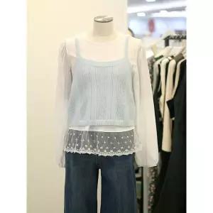 메종블랑쉬 세이브존03 밑단 레이스 포인트 뷔스티에 세트 블라우스 AQM261JBL204A