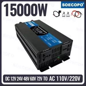차량용인버터 SOECOPO 15000W 사인파 인버터 12V - 72V~110V220V 차량 전압 변환기 차량용 캠핑용 어댑터