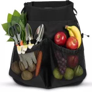 도구 과일 채소 조절 가능한 버클 허리 벨트를 위한 메쉬 파우치 포켓이 있는 메이드 방수 가드닝 에이프런