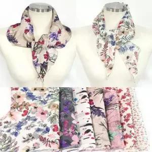 여성용 여름 풍기인견 머플러 꽃무늬 쿨 스카프 넥워머 냉감 목수건