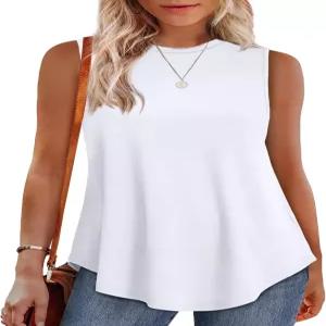 여성용 루즈핏 민소매 탑 여름 옷 토닉 레깅스와 함께 입을 수 있는 OFEFAN 하이넥 탱크