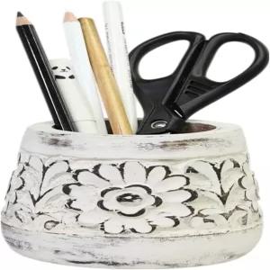 미 크리에이션스 농가 펜 홀더 책상용 스탠드 소박한 나무 컵 빈티지 책상 액세서리 학교 사무실 데스크탑