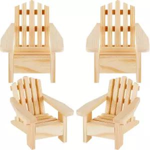 수민드 4피스 우드 애디론댁 스타일 미니어처 의자 인형집 나무 모델 액세서리 가구 크리스마스 장식