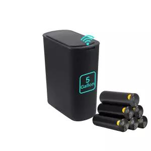 5갤런 모션 센서 자동 휴지통 터치리스 슬림 플라스틱 쓰레기통 뚜껑형 주방 욕실 침실 사무실 거실 무소음