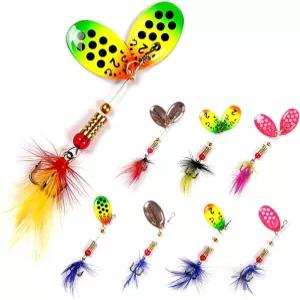 원더시 낚시 스피너 강을 위한 송어 미끼 무지개 맥동하는 해클 꼬리 8팩