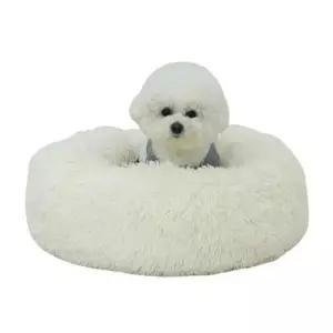 [반려] 강아지 원형 털쿠션 아이보리 대형 1P 고양이 방석