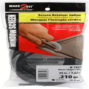 프라임 라인 P 7527 스크린 리테이너 스플라인 0.210인치 25피트 검은색(1롤)