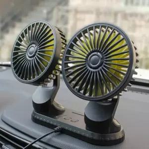 차량용 트윈선풍기 흡착식 차선풍기 USB 각도조절 듀얼팬 선풍기