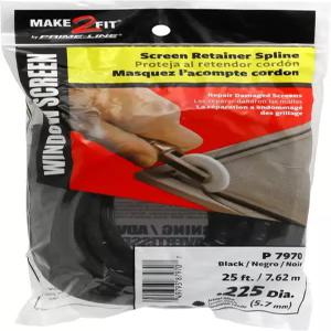 프라임 라인 P 7970 스크린 리테이너 스플라인 0.225인치 25피트 검은색(1롤)