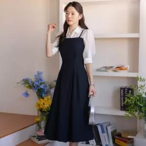 [시크라인] (~XXL까지)(기장선택) 헤미노 끈나시 뷔스티에 원피스 봄 가을 하객룩 오피스룩 모임룩 격식룩 빅사이즈