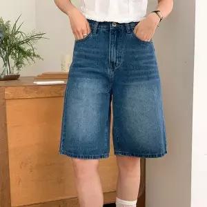 [다잇템]여자 SS 버뮤다팬츠 넓은 하프 캣워싱 청반바지 (31656096A)