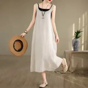 린넨 백 셔링 뷔스티에 원피스 여름 치마 면혼방 빅사이즈 루즈핏 퍼프 조끼