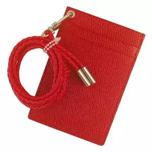 슬림 카드지갑 목걸이형 소가죽 레드 가벼운 휴대 용품 신용카드