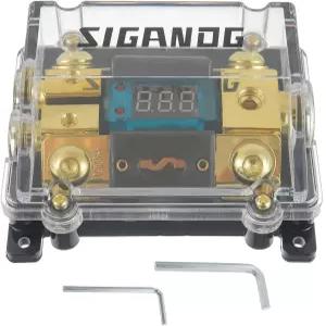 SIGANDG 자동차 오디오 디지털 LED 전압 디스플레이 ANL 퓨즈 홀더 분배 블록 1 in 2 Out 개 및 헥사곤