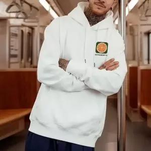 [셀러에이드]백 프린팅 기모 후드티 오렌지 남성 오버핏 맨투맨 겨울 데일리룩