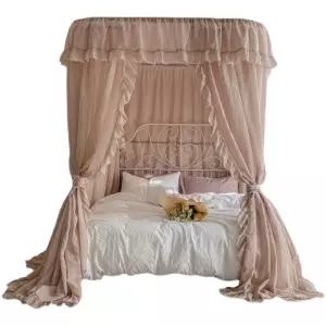 공주 레이스 침대 스커트 북유럽 캐노피 커버 화이트 침대보