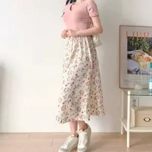 여름 휴양지 스커트 플라워 패턴 치마 비치 바캉스룩