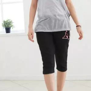 [셀러에이드]여성 7부 와이드 트레이닝 팬츠 A패치 밴딩 조거 바지 반바지