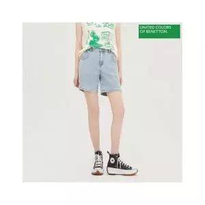 베네통 뒷밴딩 데님 숏 팬츠 BADPB7431_BL