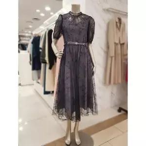 [하프클럽/] 세이브존01 시스루 셔링 플레어 원피스 MYBAWO5150