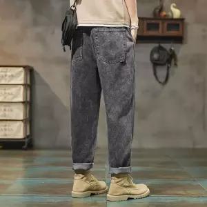코아픽샵 남자 키작남 배기핏 청바지 봄가을 하이 스트리트 루즈 테이퍼 하렘 롱팬츠 꾹1