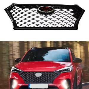Tucson Santafee 2019 용 Racing Grill 수정 된 자동 앞 범퍼 메쉬 커버 그릴 액세서리