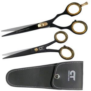 헤어 가위 세트 u2013 크고 작은 머리 자르기, 미용 및 트리밍 블랙 가위, 패밀리 케어