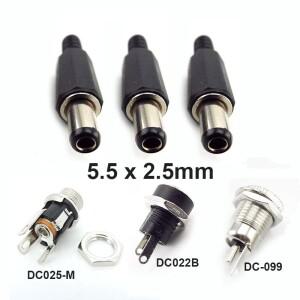 5쌍 12V 5.5x2.5mm 플라스틱 수 플러그 DC 전원 소켓 암 잭 나사 너트 패널 마운트 커넥터 어댑터