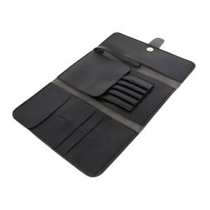 앙고일리 전단 홀더, 2PCS 롤업 미용 가위 이발 가방 도구 파우치 상자 가죽 키트 헤어 용기 뷰티, 블랙 케이스, 26x14.5cm