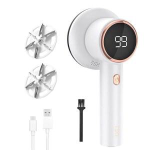 2단 속도, 디지털 디스플레이, 6개의 블레이드, 가구, 소파, 코트용 필링 퍼즈 볼을 제거하는 USB 충전식 스웨터 디퍼저가 포함된 옷용 패브릭 면도기 보푸라기 제거제.