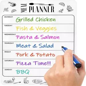 냉장고용 드라이 이레이즈 마그네틱 밀 플래너 A4 (8.5x12 인치) - 자석 주간 메뉴 보드 화이트 냉장고