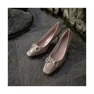 EAMT 여자 하이힐 엘레강스 시크 메탈릭 스웨이드 힐 가을 스틸레토 스퀘어 통학 리얼 가죽 펌프스 EUNG3