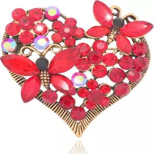 밴시 유토피아 하트 모양 라인스톤 브로치 크리스탈 러브 여성용 핀 웨딩 패션 주얼리 여성 선물