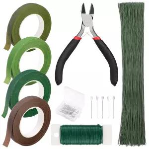 꽃다발 랩 꽃집 꽃 프로젝트를 위한 테이프 및 와이어 꽃꽂이 도구 키트와 커터 부토니에르 핀