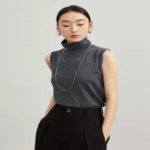 헐크 여사친 울 니트 이너 가을 나시티셔츠 터틀넥 슬림 스웨터 폴라넥 민소매 KKE3