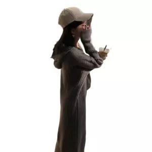 간절기 후드 데일리룩 여성 롱원피스 편한 니트