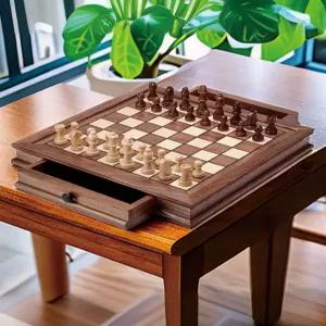 원목체스 고급 체스판 대형 체스게임 휴대용 자석 수공예상판 취미 접이식 우든체스