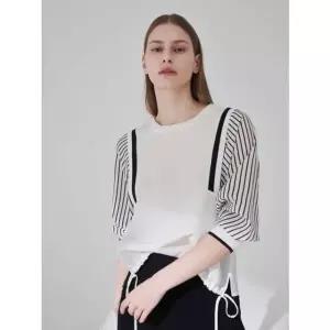 [갤러리아] 올리비아로렌 스트라이프 볼륨 블라우스 VOCNL5M3221