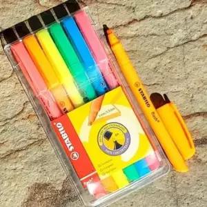 [문구/오피스] 스타빌로 클립장착 펜타입 슬림 형광펜-플래쉬 6색Set