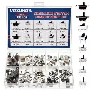 벡성가 슬라이드 스위치 세트 미니 마이크로 SPDT 1p2t 소형 토글 수직 패널 마운트 온 오프 2포지션 3핀