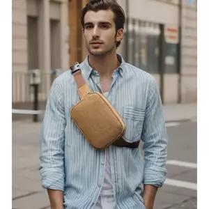 남성 캐주얼 아웃도어 소 가죽 숄더 힙색 핸드폰 허리 크로스백 가방 CH5