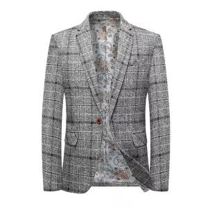 엘럽 캐주얼 남성용 통한 코트 정장 자켓 슬림핏 을 장기간 체크 싱글 원템1