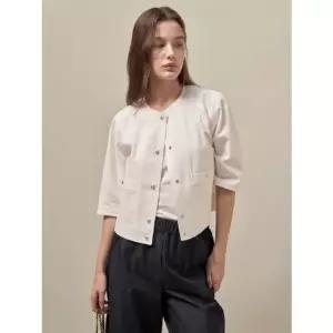 [갤러리아] 올리비아로렌 린넨 라운드 자켓 VVCFU5M4411