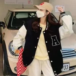 [옷은날개] 빅사이즈 영문 포인트 귀여운 과잠바 스타일 야구점퍼