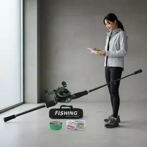 민물 루어낚시 입문용 카본 낚싯대 베이트릴 풀세트 우핸들 채비