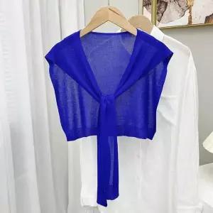 여름 시스루 어깨숄 가디건 여성용 망토 스타일 볼레로 냉방