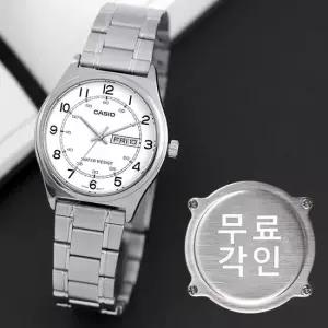 무료각인 MTP-V006D-7B2 클래식 데이데이트 오토캘린더 정장캐쥬얼 남자 메탈 시계 d1