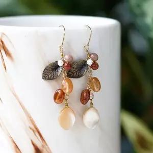 [콩심팥심](폭스타일)(핸드메이드) 엔틱 리프 귀걸이