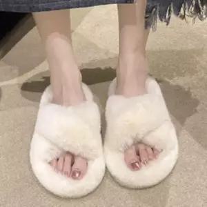 [하프클럽/]여성 퍼 슬리퍼 엑스 FW 포근한 스트랩